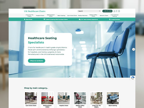 UK Healthcare Chairs Fully bespoke website and e-commerce platform