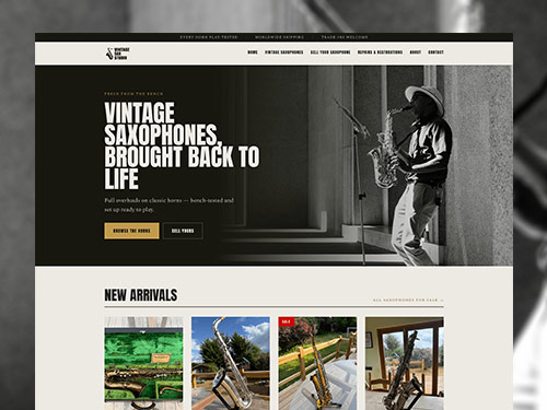 Vintage Sax Studio Bespoke responsive website